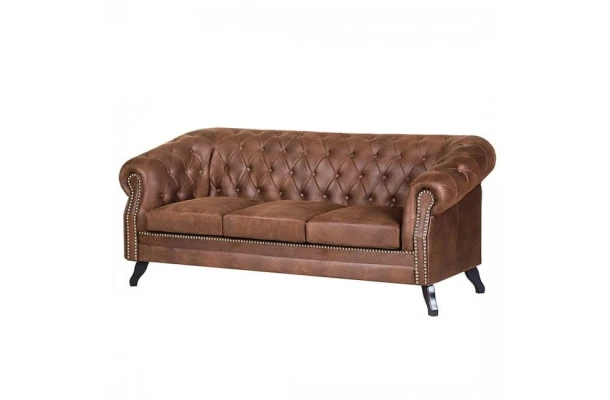 Sofa trzyosobowa pikowana Chesterfield GOWEL - spanie