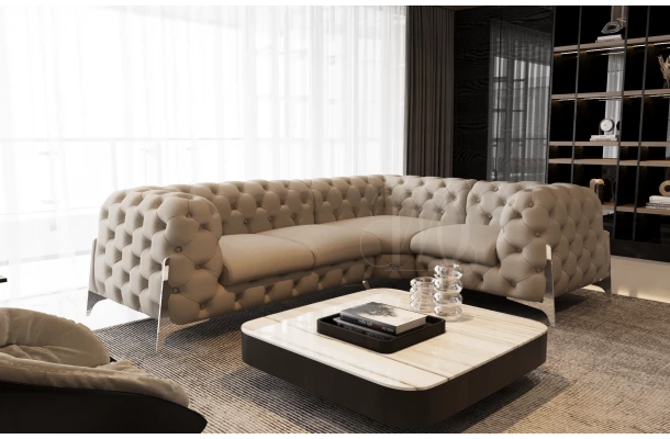 Narożnik czteroosobowy pikowany glamour Chesterfield KALIFORNIA 1+E+2 - narożniki Narożnik czteroosobowy pikowany glamour Chesterfield KALIFORNIA 1+E+2 - narożniki