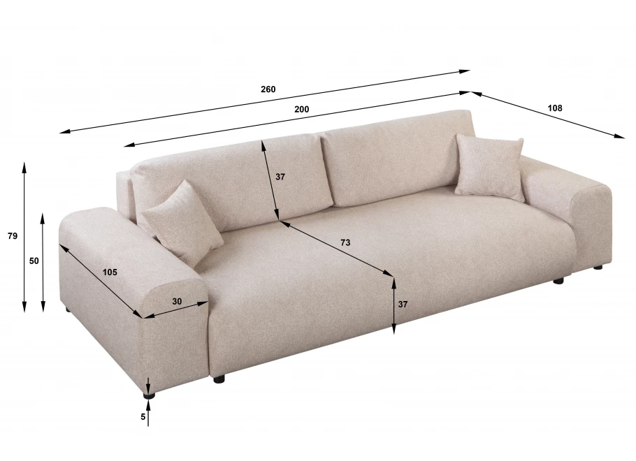 Sofa czteroosobowa z funkcją spania nowoczesna Candi