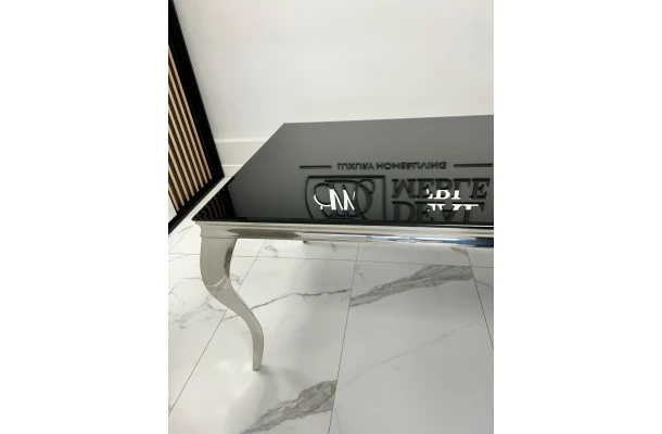 Stół elegance glamour srebrny z czarnym szkłem 160x90 - design i funkcjonalnosc w parze