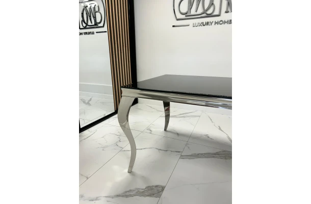 Stół elegance glamour srebrny z czarnym szkłem 160x90 - design i funkcjonalnosc w parze