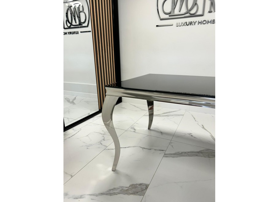 Stół elegance glamour srebrny z czarnym szkłem 160x90 2