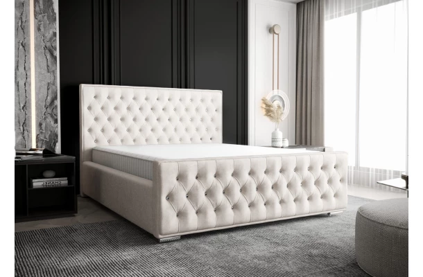 Łóżko tapicerowane z krzystałkami glamour MORI - stylowe
