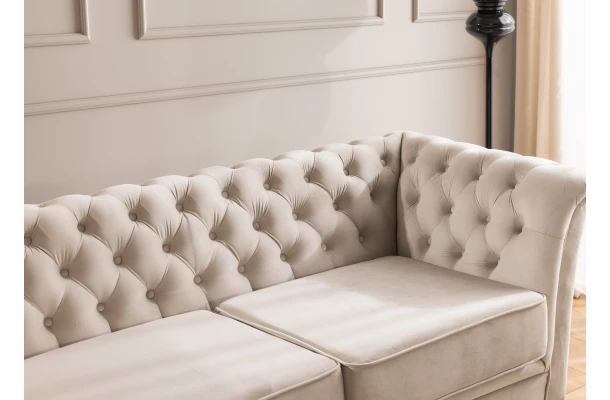 Sofa trzyosobowa pikowana Chesterfield HASSO BIS - wygodne
