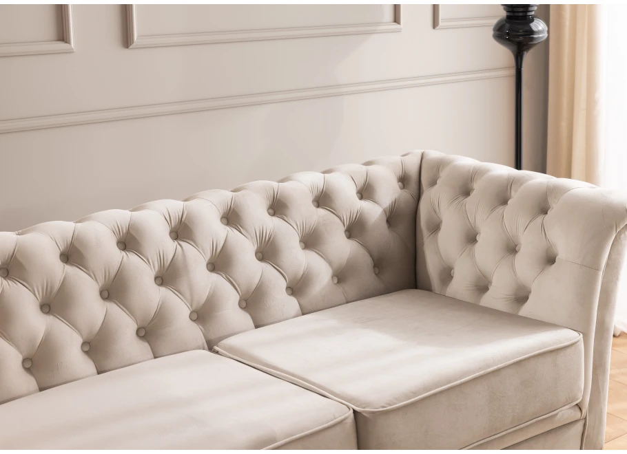 Sofa trzyosobowa pikowana Chesterfield HASSO BIS