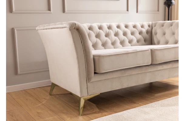 Sofa trzyosobowa pikowana Chesterfield HASSO BIS - wypoczynkowe