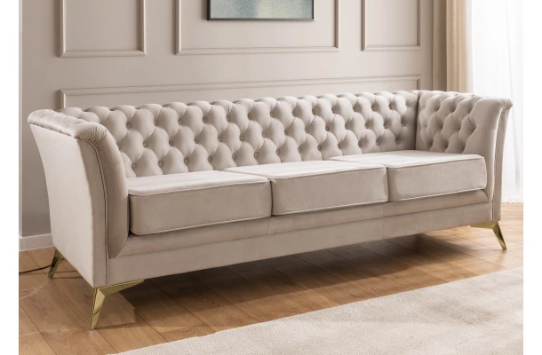 Sofa trzyosobowa pikowana Chesterfield HASSO BIS - sofy
