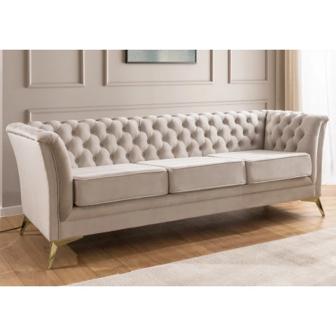 Sofa trzyosobowa pikowana Chesterfield HASSO BIS