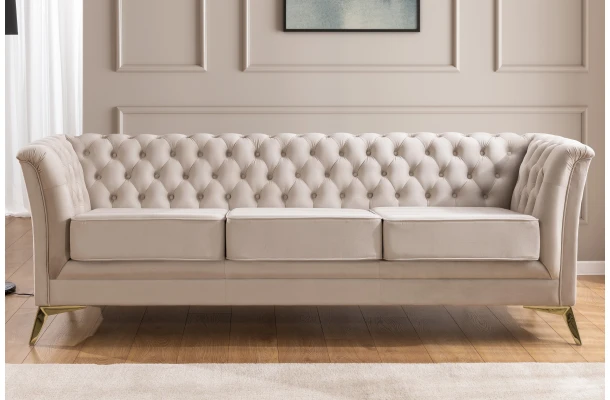 Sofa trzyosobowa pikowana Chesterfield HASSO BIS - eleganckie