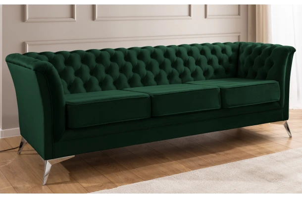 Sofa trzyosobowa pikowana Chesterfield HASSO BIS - design i funkcjonalnosc w parze