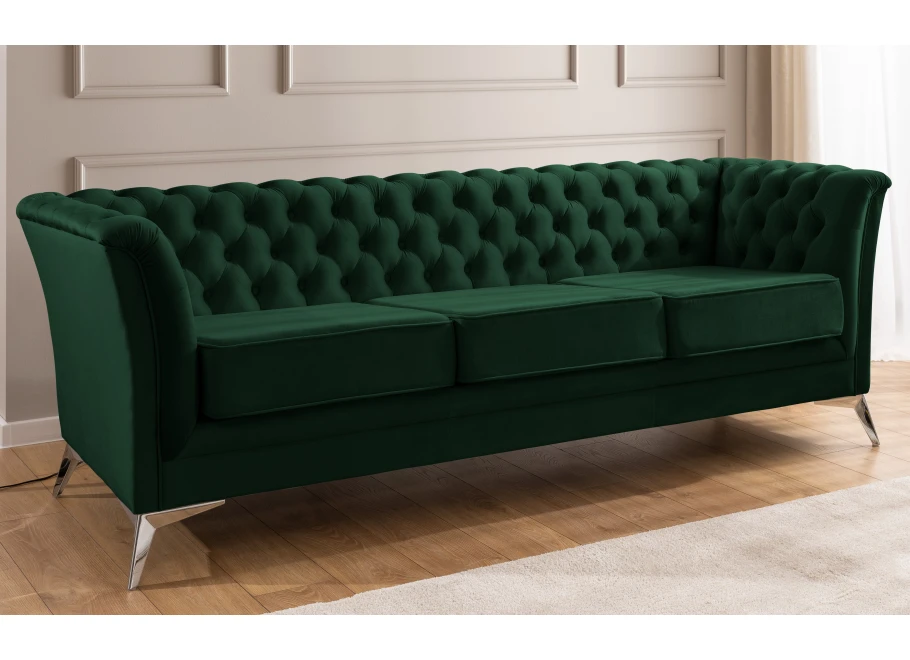 Sofa trzyosobowa pikowana Chesterfield HASSO BIS