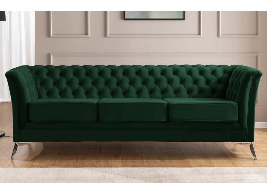 Sofa trzyosobowa pikowana Chesterfield HASSO BIS