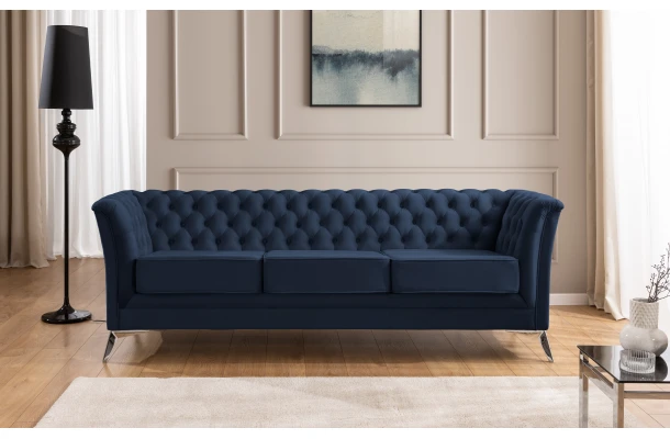 Sofa trzyosobowa pikowana Chesterfield HASSO BIS - design i funkcjonalnosc w parze