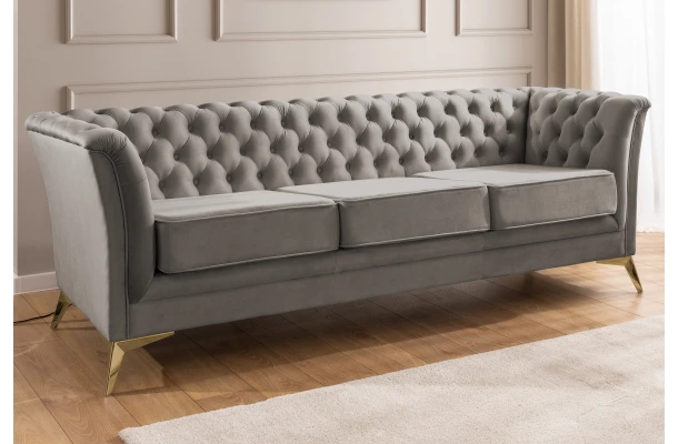 Sofa trzyosobowa pikowana Chesterfield HASSO BIS - design i funkcjonalnosc w parze