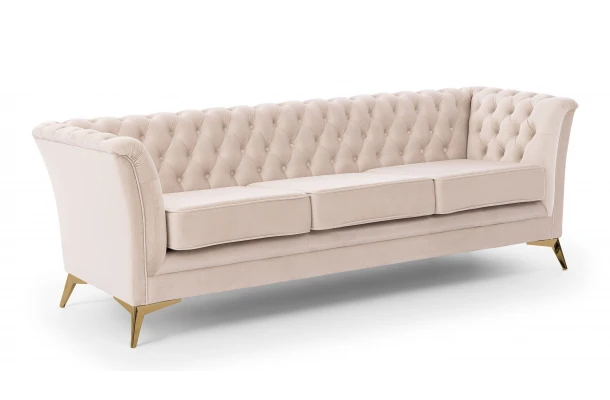 Sofa trzyosobowa pikowana Chesterfield HASSO BIS - spanie