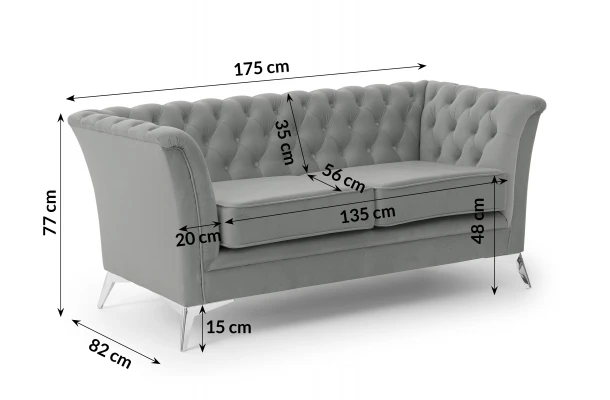 Sofa dwuosobowa pikowana Chesterfield HASSO BIS - design i funkcjonalnosc w parze