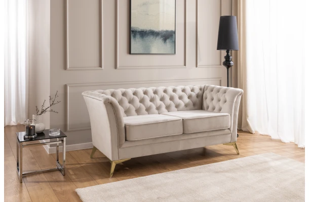 Sofa dwuosobowa pikowana Chesterfield HASSO BIS - design i funkcjonalnosc w parze