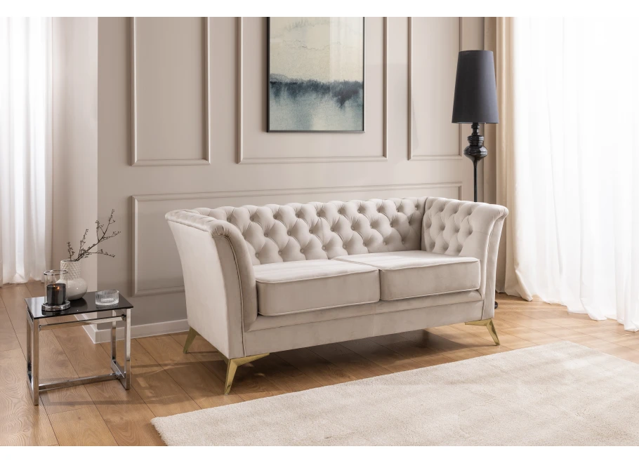 Sofa dwuosobowa pikowana Chesterfield HASSO BIS