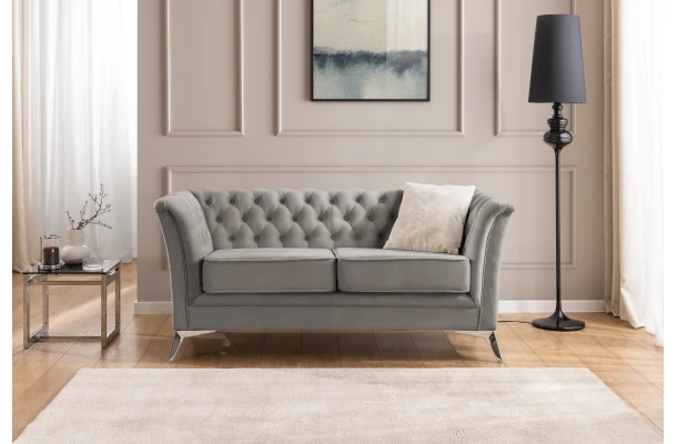 Sofa dwuosobowa pikowana Chesterfield HASSO BIS - wypoczynkowe