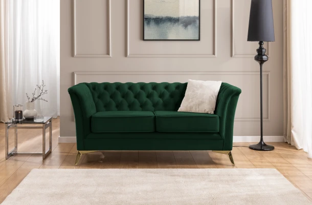 Sofa dwuosobowa pikowana Chesterfield HASSO BIS - design i funkcjonalnosc w parze