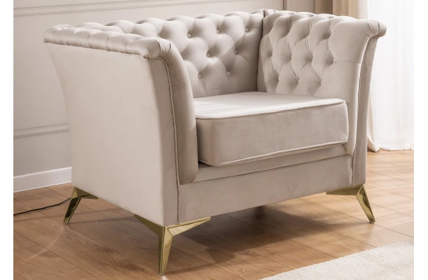 Fotel pikowany chesterfield HASSO BIS - wygodne