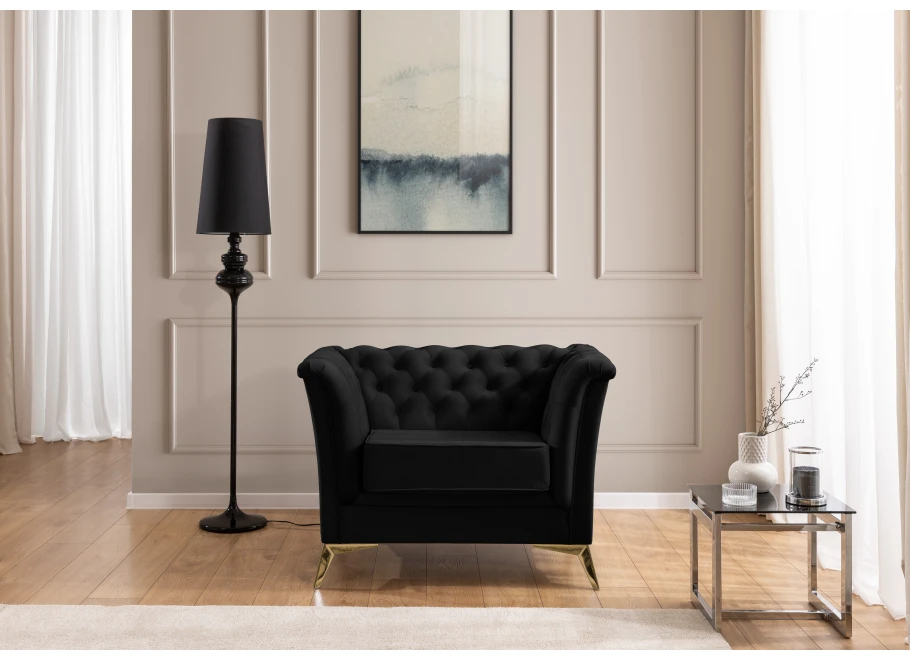 Fotel pikowany chesterfield HASSO BIS