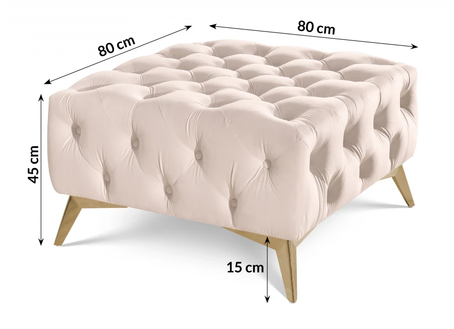 Puf pikowany Chesterfield 80x80 HASSO BIS