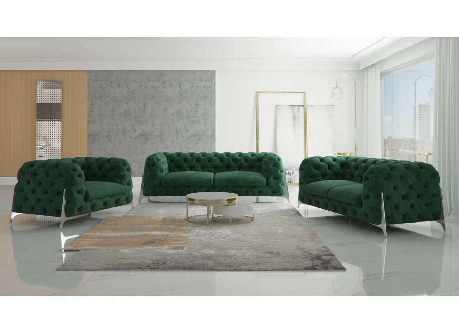 Zestaw mebli pikowanych Chesterfield luksusowy 3+2+1 KALIFORNIA