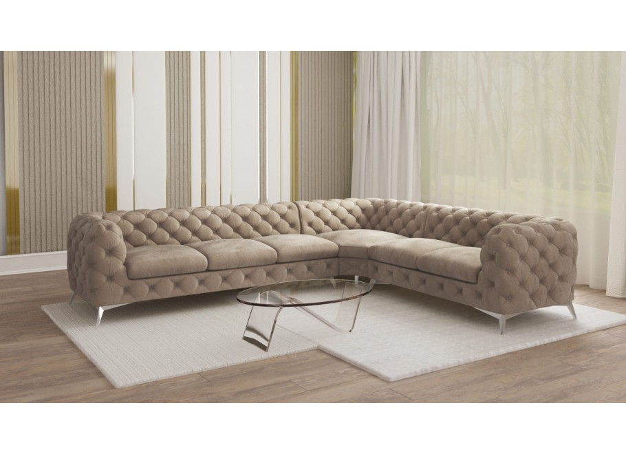 Narożnik sześcioosobowy luksusowy pikowany Chesterfield TEO 3+E+2 23