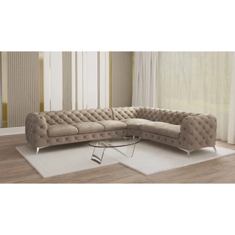 Narożnik sześcioosobowy luksusowy pikowany Chesterfield TEO 3+E+2