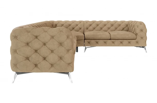 Narożnik sześcioosobowy luksusowy pikowany Chesterfield TEO 3+E+2 - wypoczynkowe