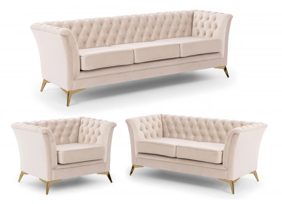 Zestaw mebli pikowanych Chesterfield 3+2+1 Hasso Bis