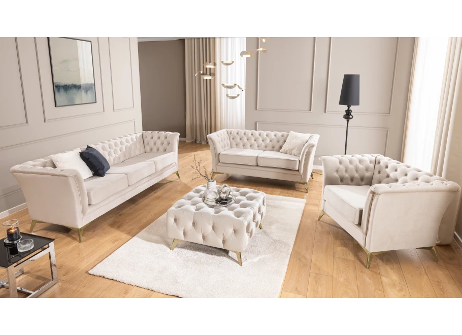 Zestaw mebli pikowanych Chesterfield 3+2+1 Hasso Bis