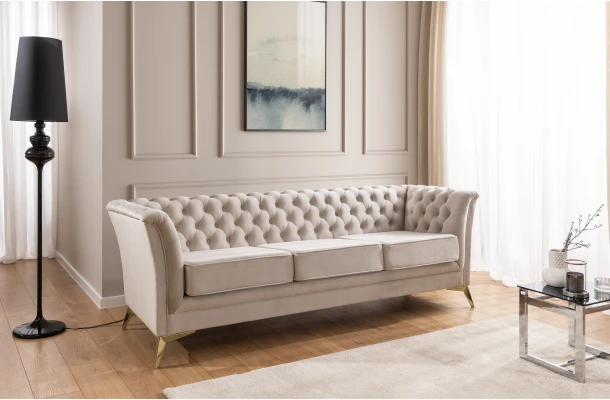 Zestaw mebli pikowanych Chesterfield 3+2+1 Hasso Bis - wygodne