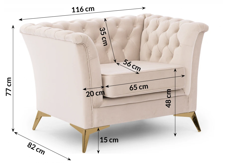 Zestaw mebli pikowanych Chesterfield 3+2+1 Hasso Bis