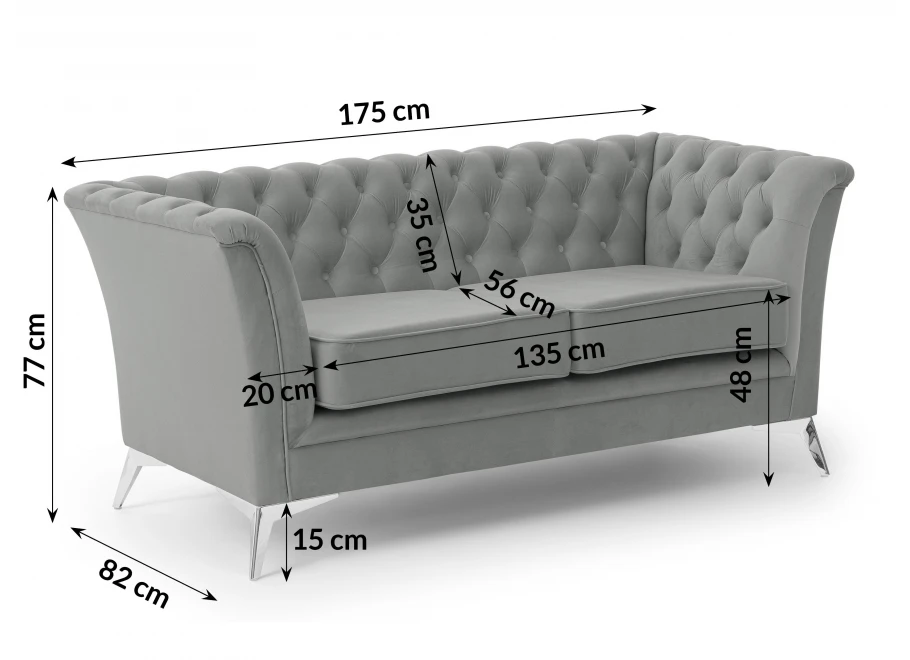 Zestaw mebli pikowanych Chesterfield 3+2+1 Hasso Bis