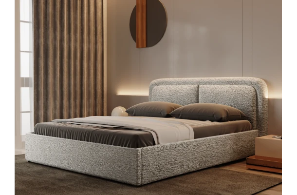 Nowoczesne łóżko tapicerowane z pojemnikiem na pościel Bloomi - design i funkcjonalnosc w parze