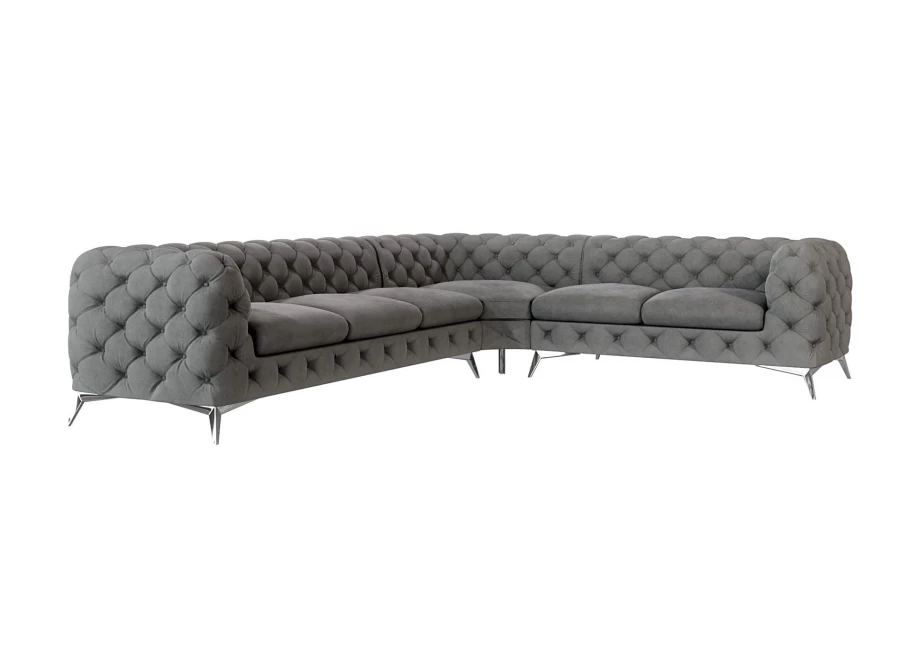 Narożnik sześcioosobowy luksusowy pikowany Chesterfield TEO 3+E+2