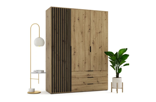 Szafa uchylna trzydrzwiowa z szufladami i lamelami na wymiar Lima - design i funkcjonalnosc w parze