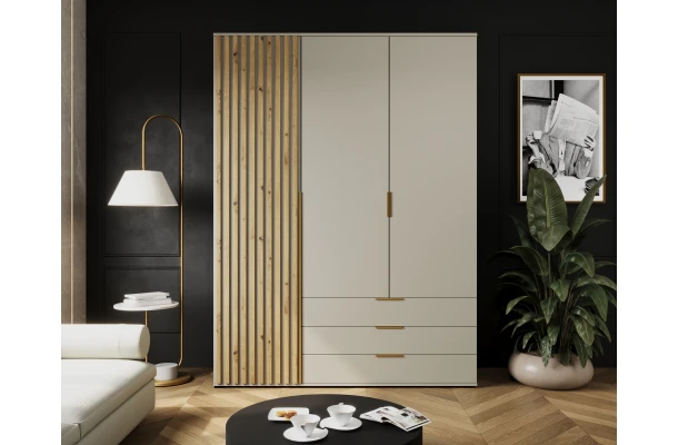Szafa uchylna trzydrzwiowa z szufladami i lamelami na wymiar Lima - design i funkcjonalnosc w parze