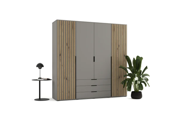 Szafa uchylna czterodrzwiowa z szufladami i lamelami na wymiar Lima - design i funkcjonalnosc w parze