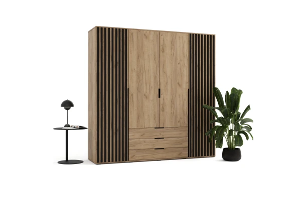 Szafa uchylna czterodrzwiowa z szufladami i lamelami na wymiar Lima - design i funkcjonalnosc w parze