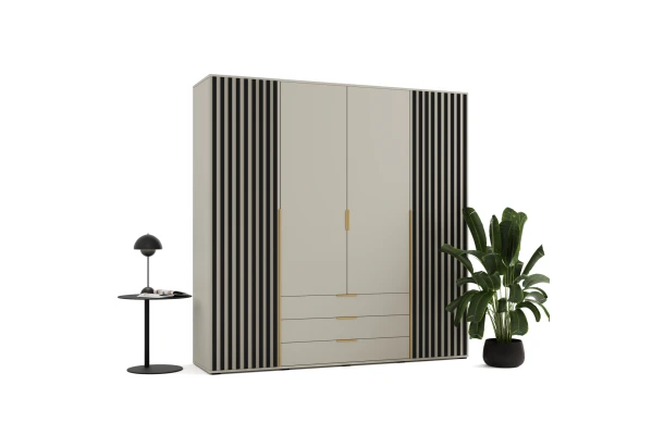 Szafa uchylna czterodrzwiowa z szufladami i lamelami na wymiar Lima - design i funkcjonalnosc w parze