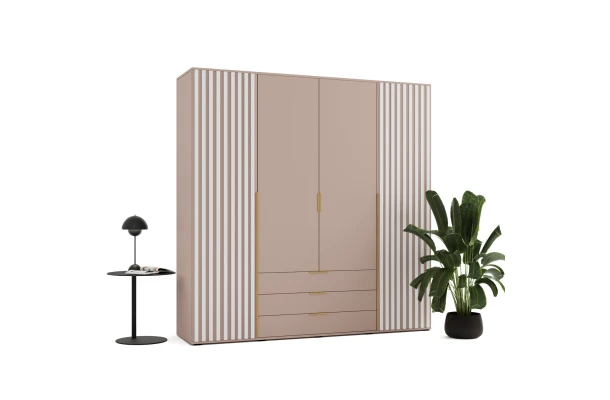 Szafa uchylna czterodrzwiowa z szufladami i lamelami na wymiar Lima - design i funkcjonalnosc w parze