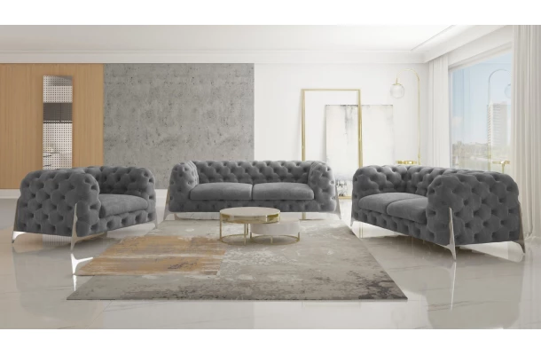 Zestaw mebli pikowanych Chesterfield luksusowy 3+2+1 KALIFORNIA - wypoczynkowe
