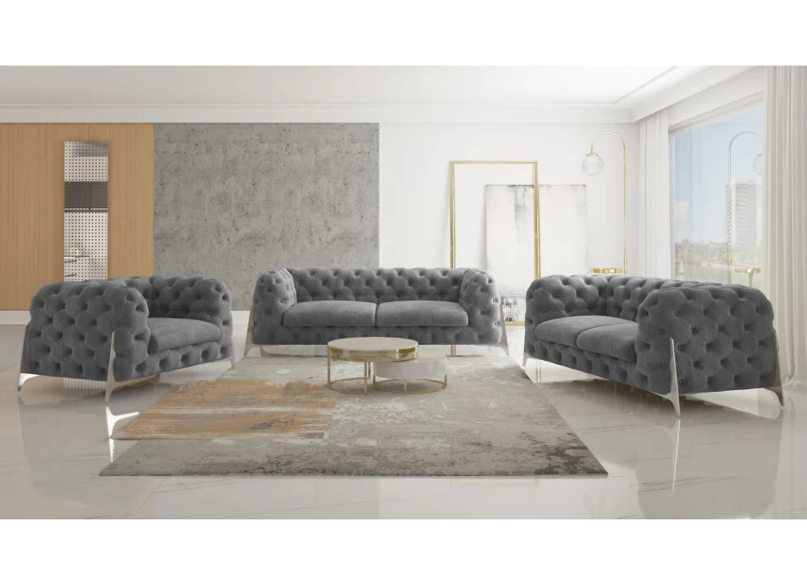 Zestaw mebli pikowanych Chesterfield luksusowy 3+2+1 KALIFORNIA