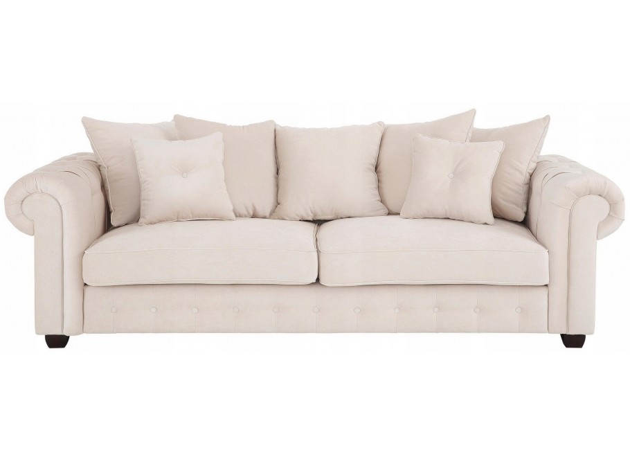 Wygodna kanapa trzyosobowa pikowana do salonu LUZERN jasny beż - Granada 2731