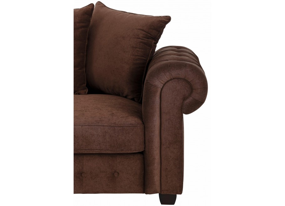 Kanapa trzyosobowa pikowana glamour LUZERN Brązowy welur 4