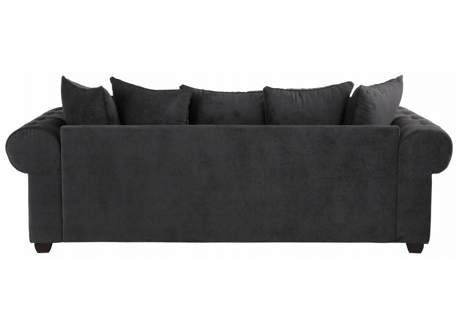 Kanapa trzyosobowa pikowana z poduszkami LUZERN Welurowa grafitowa 3