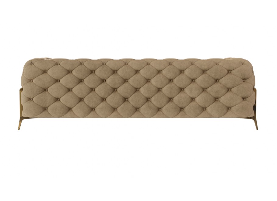 Sofa trzyosobowa beżowa pikowana na wysokich nogach Chesterfield TEO HIGH 3 3